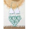 imageGirls Tie Dye Smocked 2 Piece Swimwear Sets Backless Halter Bikini Cute Brief Bathing SuitGreen