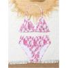 imageGirls Tie Dye Smocked 2 Piece Swimwear Sets Backless Halter Bikini Cute Brief Bathing SuitPink