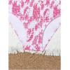 imageGirls Tie Dye Smocked 2 Piece Swimwear Sets Backless Halter Bikini Cute Brief Bathing SuitPink