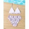 imageGirls Tie Dye Smocked 2 Piece Swimwear Sets Backless Halter Bikini Cute Brief Bathing SuitPurple