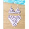 imageGirls Tie Dye Smocked 2 Piece Swimwear Sets Backless Halter Bikini Cute Brief Bathing SuitPurple