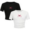 imageGirls 2 Packs Graphic Tees Short Sleeve Crew Neck Crop Tops Slim Fit Summer Cute TeesBlack White