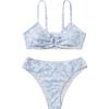 imageGirls 2 Piece Swimsuits Floral Spaghetti Strap O Ring Bathing Suit Cute Bikini SetsBlue and White
