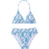 imageGirls 2 Piece Swimsuits Tie Dye Smocked Triangle Halter Cute Bikini Set High Waisted Bathing SuitBlue