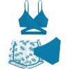 imageGirls 3 Piece Swimsuit Tropical Wrap Criss Cross Cute Bikini Set Bathing Suit with Beach ShortsTeal Blue