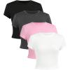 imageGirls Basic Crop Tops Crew Neck Slim Fit Teen Girls Clothes Summer T Shirts TopsMulticolor