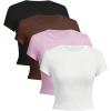 imageGirls Basic Tees Slim Fit Crop Tops Short Sleeve Crew Neck Girls Shirts Tops Summer ClothesPink