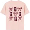 imageGirls Bowknot Letter Graphic Tee Round Neck Short Sleeve Cute Tops Loose T ShirtBowknot Pink