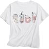 imageGirls Graphic Print Round Neck Tee Tops Short Sleeve Casual Summer TShirtsWhite and Pink