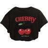 imageGirls Graphic Tees Cherry Letter Print Short Sleeve T Shirts Crewneck Summer TopsBlack