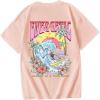 imageGirls Graphic Tees Short Sleeve Crewneck T Shirt Preppy Cute Tops Casual Summer Tee TopsCoral Pink Graphic