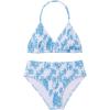 imageGirls Tie Dye Smocked 2 Piece Swimwear Sets Backless Halter Bikini Cute Brief Bathing SuitBlue