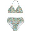imageGirls Tie Dye Smocked 2 Piece Swimwear Sets Backless Halter Bikini Cute Brief Bathing SuitFloral Multicolor