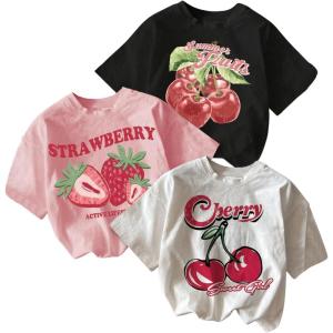 imageGirls Bow Cherry Graphic Tees Short Sleeve Crewneck Cute T Shirts Tops for Teens Summer TopsPink White Black