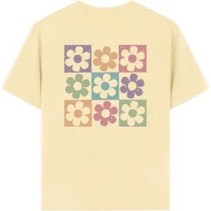 imageGirls Floral Graphic Print Cute T Shirts Crew Neck Short Sleeve Clothes Loose Summer Cute Tops for GirlsApricot
