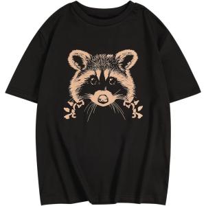 imageGirls Graphic Print Tee Shirt Round Neck Short Sleeve T Shirts Summer Cute Trendy TopsAnimal Black