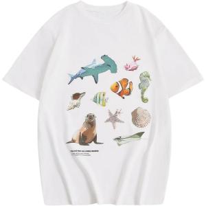 imageGirls Graphic Print Tee Shirt Round Neck Short Sleeve T Shirts Summer Cute Trendy TopsPatterned White