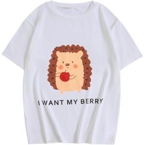 imageGirls Graphic Print Tee Shirt Round Neck Short Sleeve T Shirts Summer Cute Trendy TopsWhite Animal