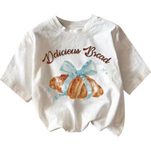 imageGirls Graphic Print Tee Shirt Round Neck Short Sleeve T Shirts Summer Cute Trendy TopsWhite With Graphic