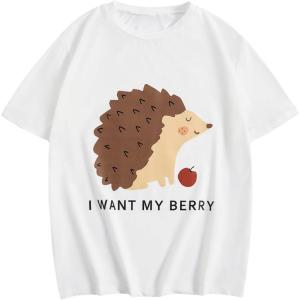 imageGirls Graphic Print Tee Shirt Round Neck Short Sleeve T Shirts Summer Cute Trendy TopsWhite and Brown