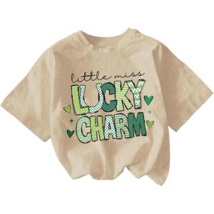 imageGirls Graphic Tee Shirt Short Sleeve Round Neck Preppy Casual Trendy Cute Summer TopsApricot Letter