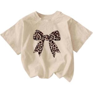 imageGirls Graphic Tee Shirt Short Sleeve Round Neck Preppy Casual Trendy Cute Summer TopsBeige
