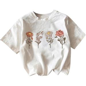 imageGirls Graphic Tee Shirt Short Sleeve Round Neck Preppy Casual Trendy Cute Summer TopsWhite