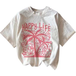 imageGirls Graphic Tees Short Sleeve Bow Print Tee Tops Crew Neck Drop Shoulder Casual Summer T ShirtsWhite and Pink
