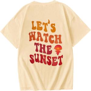 imageGirls Graphic Tees Short Sleeve Crewneck T Shirt Preppy Cute Tops Casual Summer Tee TopsApricot