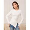 imageGirls 2 Pack Long Sleeve T Shirt Crew Neck Split Asymmetrical Hem Tee TopsBlack and White