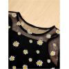 imageGirls 2 Packs Mesh Shirt Crop Tops Floral Print Short Sleeve Summer Cute Shirt Tops for TeensBlack and White