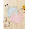 imageGirls 2 Packs Mesh Shirt Crop Tops Floral Print Short Sleeve Summer Cute Shirt Tops for TeensBlue Pink