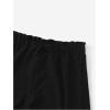 imageGirls 2 Piece Outfits Waffle Knit Scoop Neck Button Down Crop Tank Tops Paperbag Waist Track ShortsBlack