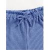 imageGirls 2 Piece Outfits Waffle Knit Scoop Neck Button Down Crop Tank Tops Paperbag Waist Track ShortsBlue