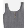 imageGirls 2 Piece Outfits Waffle Knit Scoop Neck Button Down Crop Tank Tops Paperbag Waist Track ShortsDark Grey