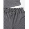 imageGirls 2 Piece Outfits Waffle Knit Scoop Neck Button Down Crop Tank Tops Paperbag Waist Track ShortsDark Grey