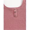 imageGirls 2 Piece Outfits Waffle Knit Scoop Neck Button Down Crop Tank Tops Paperbag Waist Track ShortsDusty Pink