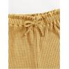 imageGirls 2 Piece Outfits Waffle Knit Scoop Neck Button Down Crop Tank Tops Paperbag Waist Track ShortsPure Yellow