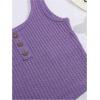 imageGirls 2 Piece Outfits Waffle Knit Scoop Neck Button Down Crop Tank Tops Paperbag Waist Track ShortsPurple
