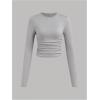 imageGirls 3 Pack Long Sleeve T Shirt Crew Neck Ruched Slim Fit Tops Casual Basic Tees Fall ClothesMulticolor