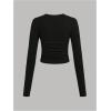 imageGirls 3 Pack Long Sleeve T Shirt Crew Neck Ruched Slim Fit Tops Casual Basic Tees Fall ClothesMulticolor