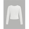 imageGirls 3 Pack Long Sleeve T Shirt Square Neck Slim Fit Basic Tee Tops Soft Fall TopsBlack Grey White