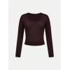 imageGirls 3 Pack Long Sleeve T Shirt Square Neck Slim Fit Basic Tee Tops Soft Fall TopsMocha Brown