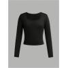 imageGirls 3 Pack Long Sleeve T Shirt Square Neck Slim Fit Basic Tee Tops Soft Fall TopsPure Grey