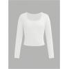 imageGirls 3 Pack Long Sleeve T Shirt Square Neck Slim Fit Basic Tee Tops Soft Fall TopsRed