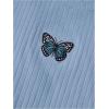 imageGirls 3 Packs Graphic Tees Butterfly Embroidery Short Sleeve T Shirt Crewneck Slim Fit TopsDusty Blue