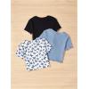 imageGirls 3 Packs Graphic Tees Butterfly Embroidery Short Sleeve T Shirt Crewneck Slim Fit TopsDusty Blue