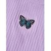 imageGirls 3 Packs Graphic Tees Butterfly Embroidery Short Sleeve T Shirt Crewneck Slim Fit TopsMulticolor