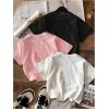 imageGirls 3 Packs Graphic Tees Crew Neck Short Sleeve T Shirt Casual Cute TopsBlack White Pink