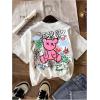 imageGirls 3 Packs Graphic Tees Crew Neck Short Sleeve T Shirt Casual Cute TopsMulticolor